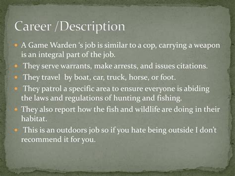Game Warden Job Description .